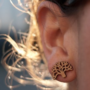 Oakland Earrings - Bamboo Studs on Ear Oakland Earrings - Bamboo Studs on Ear