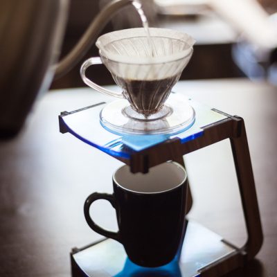 Coffee Pour Over Stand - Bamboo with Blue Accents Coffee Pour Over Stand - Bamboo with Blue Accents